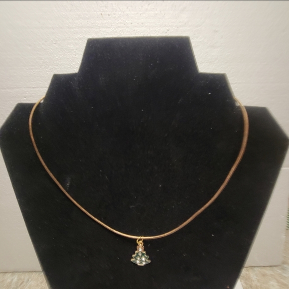Brown Cord and Green Christmas Tree Necklace - Picture 8 of 9